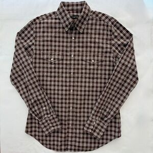 Tom Ford Men’s Western shirt w TF logo snap buttons Size: 41/16 (Brown /White)